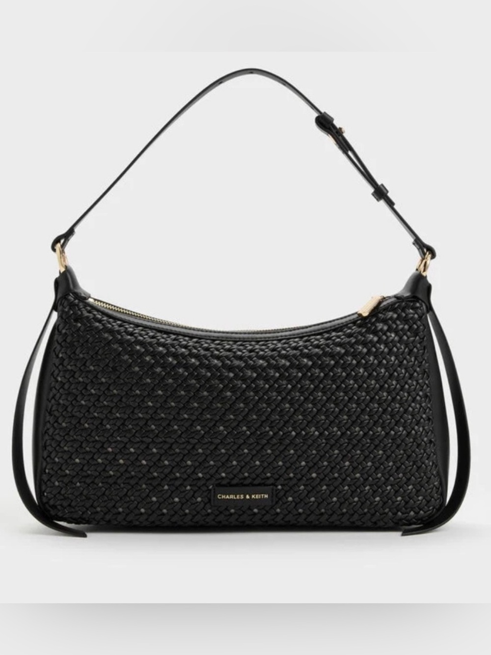 Calla Woven Shoulder Bag - Black